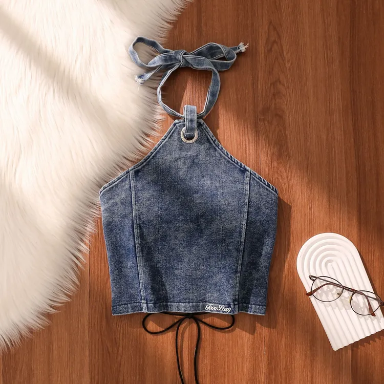 复古港风露背显瘦修身挂脖吊带背心女夏韩版无袖紧身显瘦无袖上衣