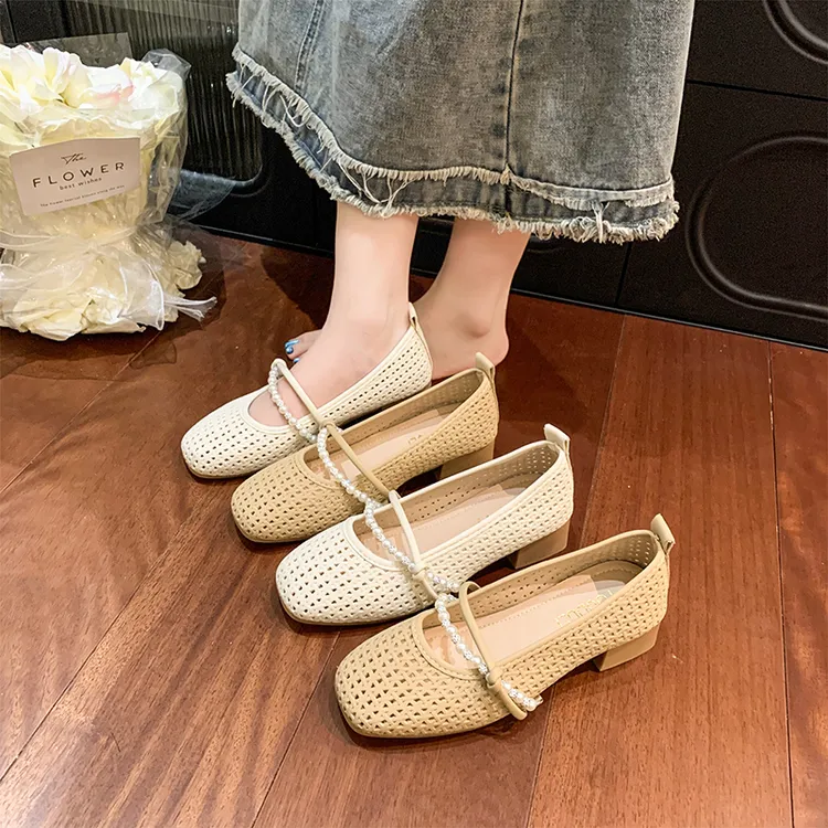 法式复古镂空玛丽珍鞋女2025新款夏季配裙子粗跟单鞋女夏外穿凉鞋