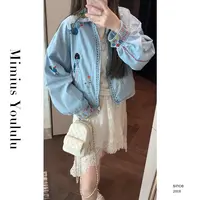 【mimius】肉肉 重工复古刺绣花卉牛仔夹克外套 G02353