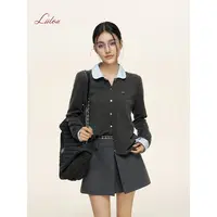 【雪宝专享】Liilou 24aw 可拆卸撞色拼接娃娃领假两件上衣