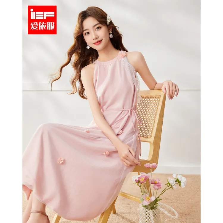 IEF/爱依服连衣裙2025夏季新款法式甜美淑女气质度假风背心长裙