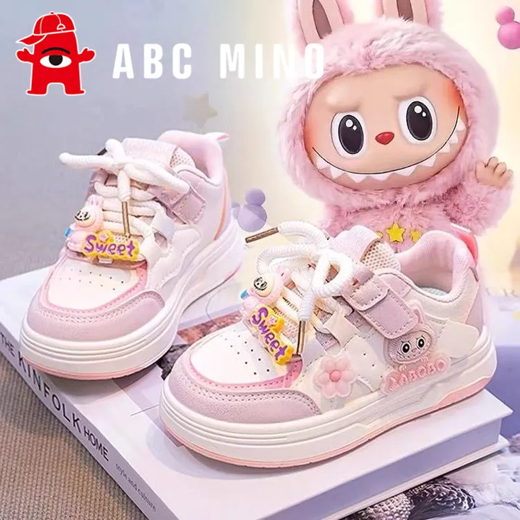 ABC MINO拉布布女童鞋子2025新款春秋季儿童板鞋学生小白鞋运动
