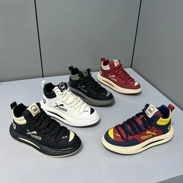 爆米花潮流休闲鞋时尚运动百搭软底舒适男士阿甘鞋老爹鞋圆头系带