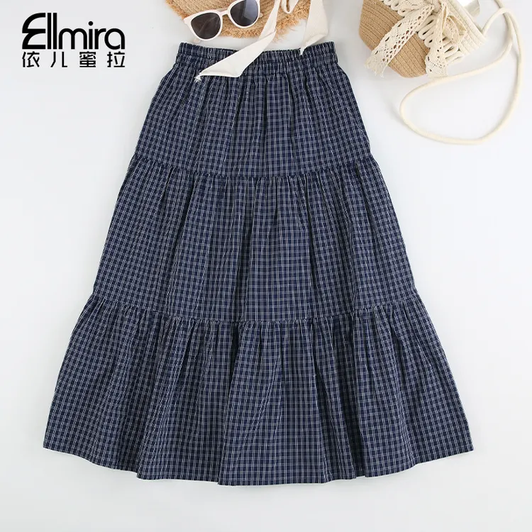 9310女童格子半身裙夏季中长款儿童裙子2025款洋气女孩学生大童
