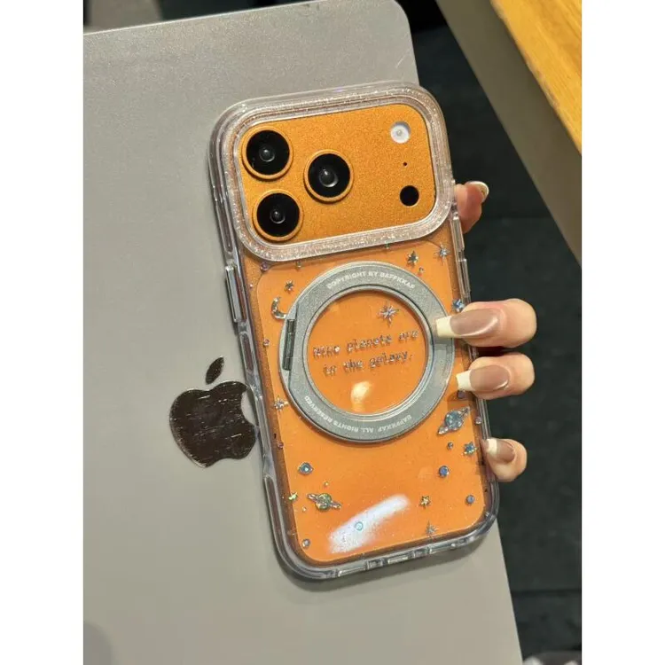 简约鎏金月亮星星360磁吸支架适用于iphone17promax苹果16p手机壳