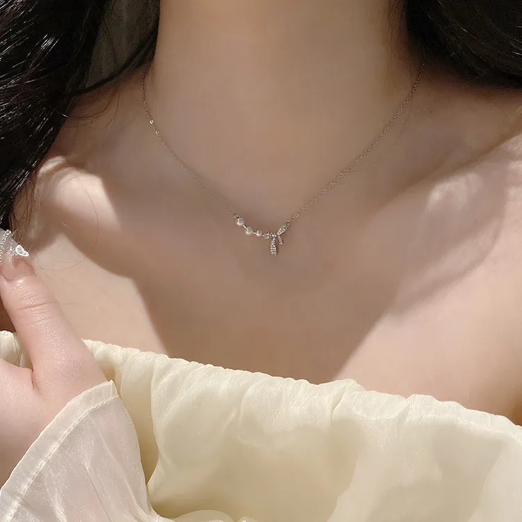 FARCOKO/法蔻 吊坠925银 蝴蝶结项链氛围感配饰情人节礼物送女友