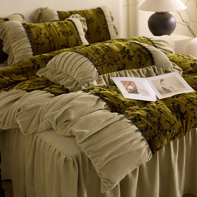 【谧语】法式复古印花金丝绒牛奶绒四件套秋冬保暖绒双面公主风