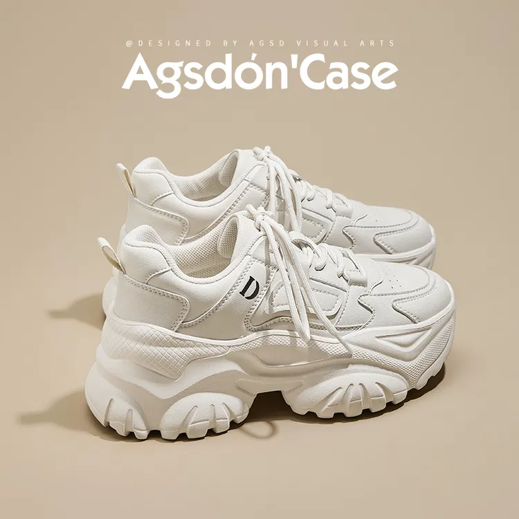 ~奥古狮登厚底老爹鞋女秋冬2025新款增高休闲百搭松糕小白运动鞋W