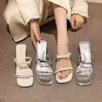 夏休闲款法式拖鞋女新款配裙子仙女风拖鞋8761