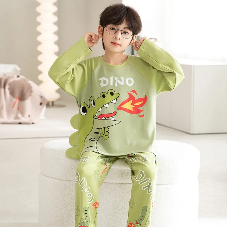 男童睡衣春秋季儿童2025新款纯棉长袖秋冬天家居服中大童男孩套装
