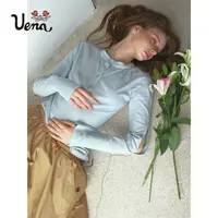 【子蜜姐专属】Uena字母贴布绣开口亨利领设计感长袖宽松亮片T恤女