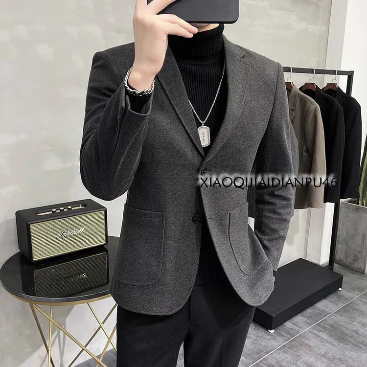 小西装痞帅西服春季星空呢毛呢男士外套修身帅气高级感休闲韩版
