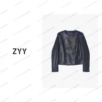 ZYY【复古回廊】2025/S新品设计感不规则门禁机车皮衣X25QZPPY04372