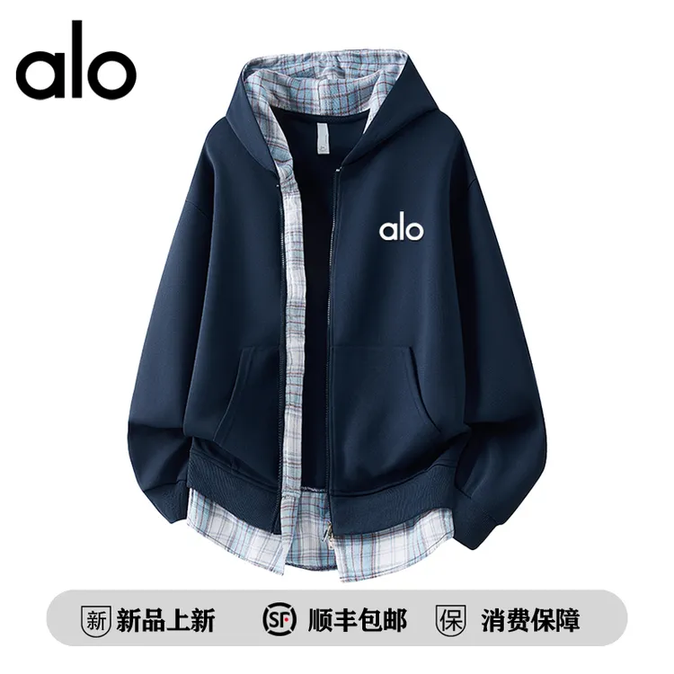 【官方奥特莱斯】alo潮牌 美式学院风时尚潮流休闲连帽开衫卫衣外套