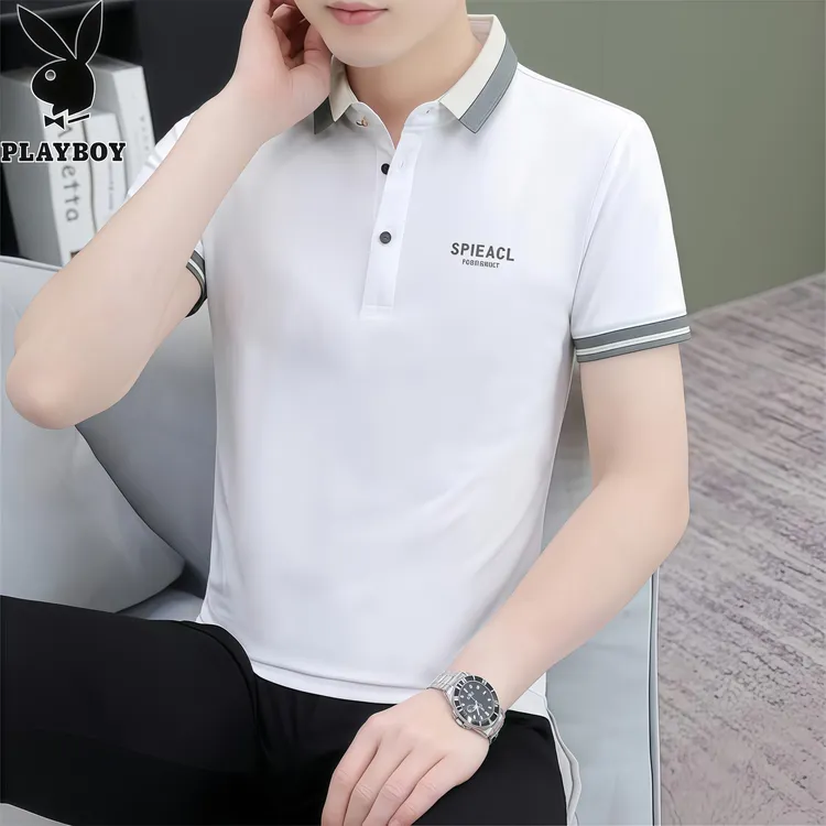 PLAYBOY/花花公子男士夏季短袖polo衫韩版修身翻领休闲百搭T恤潮