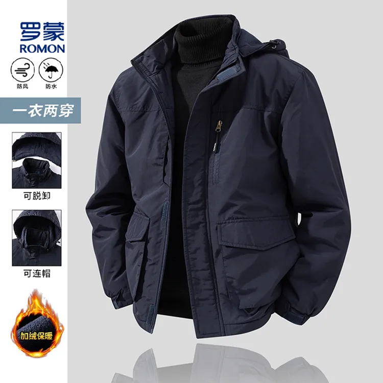 罗蒙夹克男美式宽松外套男秋冬款户外加绒工装夹克运动休闲外套男