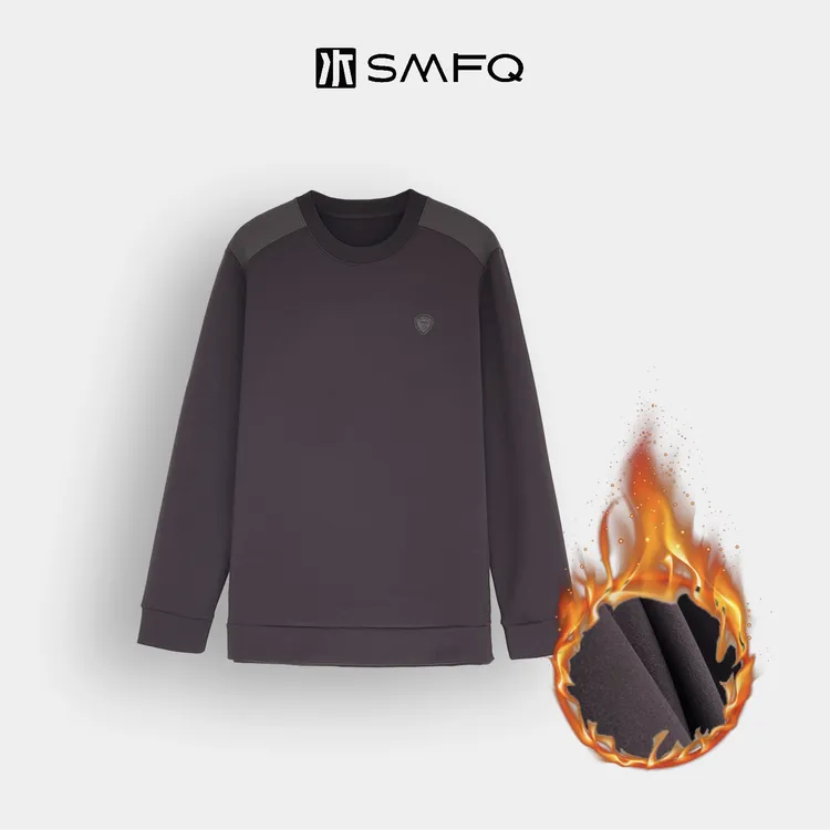 水木夫妻【男款】“揣着小太阳”丝柔暖绒缎380g拉绒保暖吸湿圆领打底