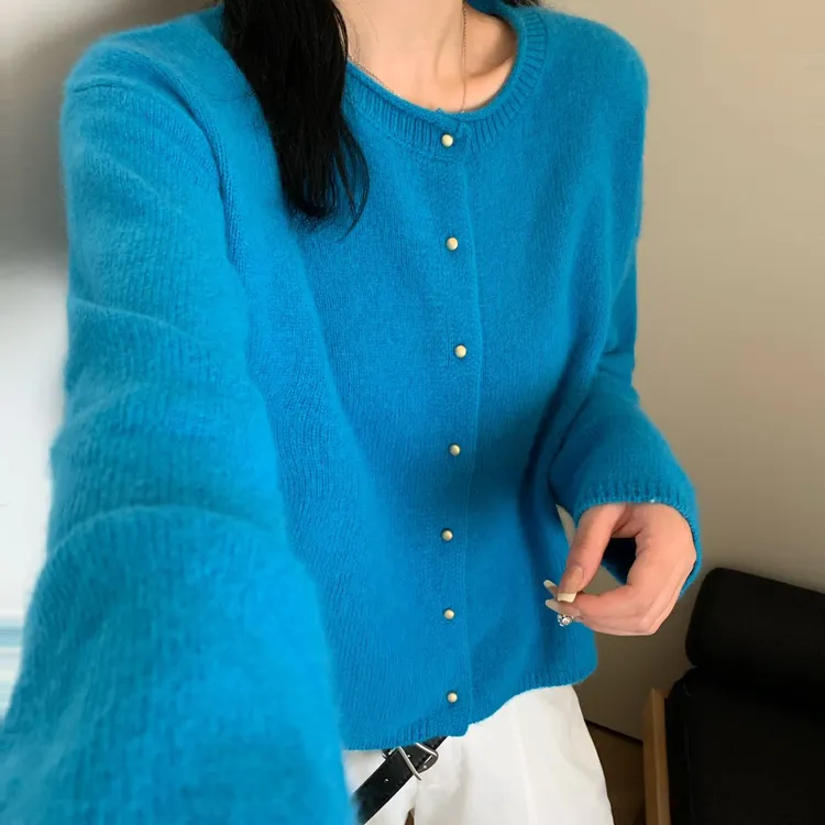 秋冬韩系毛衣全羊毛开衫