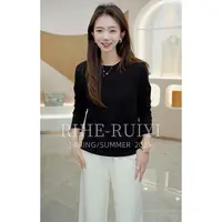 R H 【拼色边】140s扬子纱精纺美丽诺羊毛套头打底毛衣229447