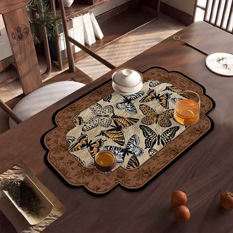 【拍一发二】中式禅意桌布吸水茶几桌旗厨房沥水垫轻奢高端茶桌垫