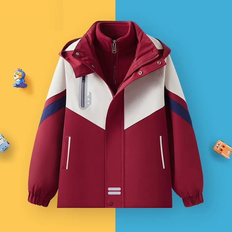 儿童三合一冲锋衣男童中大童可拆卸防水加厚外套男童洋气套装防风