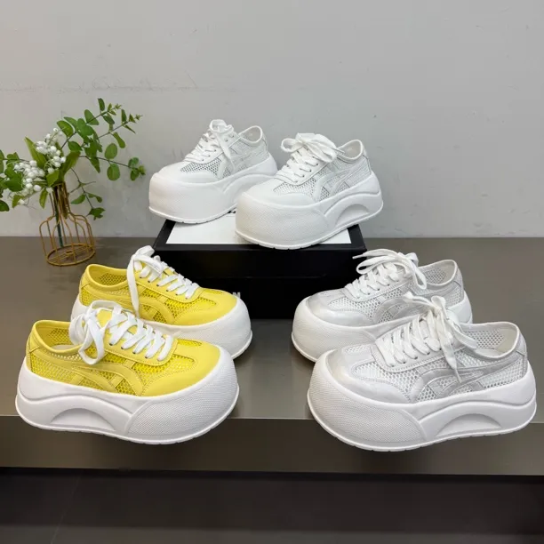 2025年新款单层网面包鞋时尚休闲鞋底厚6公分增高舒适百搭透气