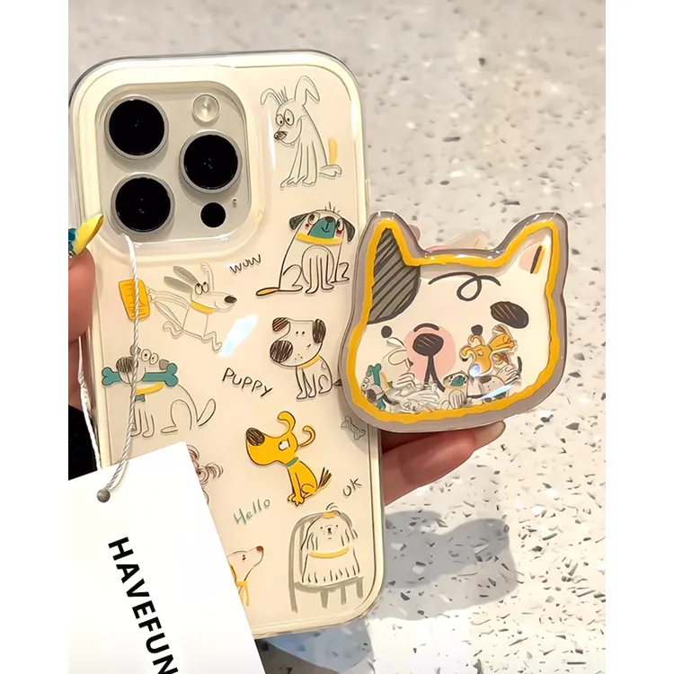 涂鸦线条狗狗适用苹果16手机壳iPhone13新款15套华为vivo小米oppo