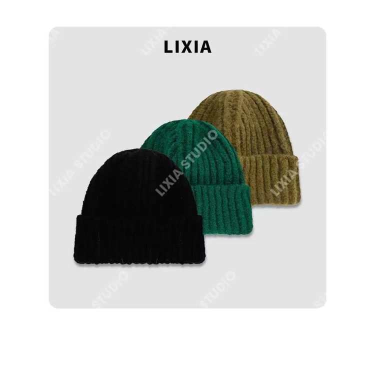 LIXIA【潮范小帽】ins风秋冬氛围感棱纹暖潮针织帽-D10602