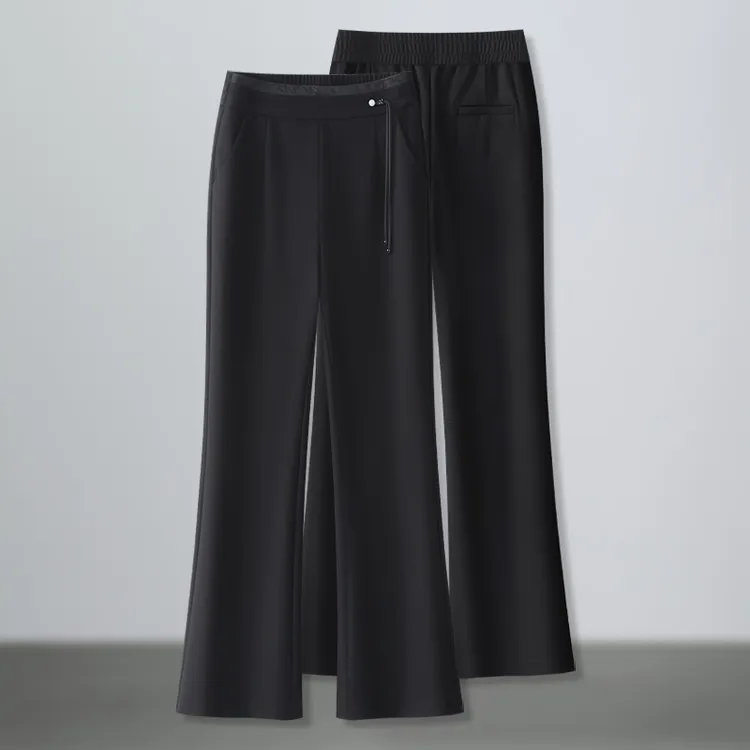 黑色微喇裤女春季2025新款时尚高腰修身显瘦垂感小个子直筒喇叭裤