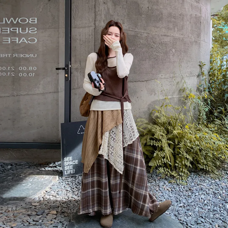 波西米亚风度假风套装裙2025春秋新款复古美拉德甜酷氛围感两件套