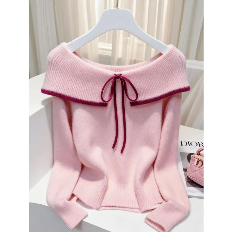 2025秋冬季新款减龄时尚气质软糯针织长袖毛衣女独特漂亮小衫爆款