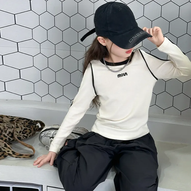 女童打底衫秋装休闲洋气女大童修身长袖T恤儿童春秋内搭上衣百搭