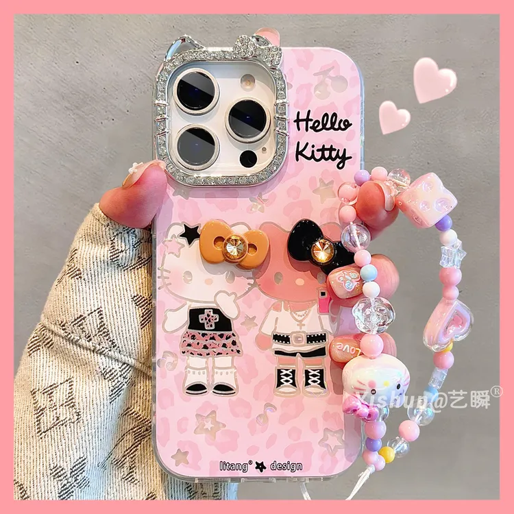 韩风个性粉色豹纹辣妹kt猫16ProMax苹果手机壳iPhone15pro时尚网