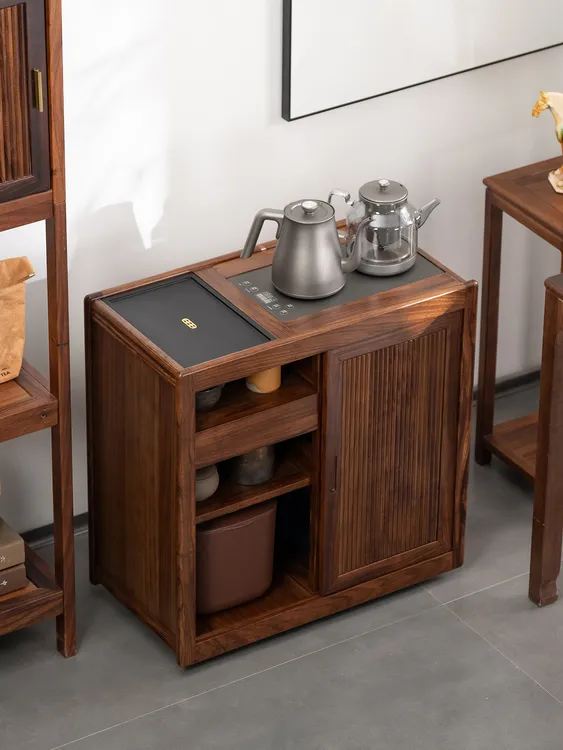 【名慕林】乌金木G3茶柜置物烧水简约家用客厅湿泡台全实木移动边几