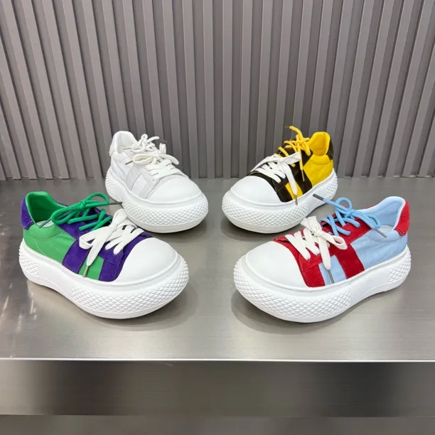 2025年新款厚底磨砂皮拼色时尚休闲鞋底厚4公分洋气百搭夏季透气