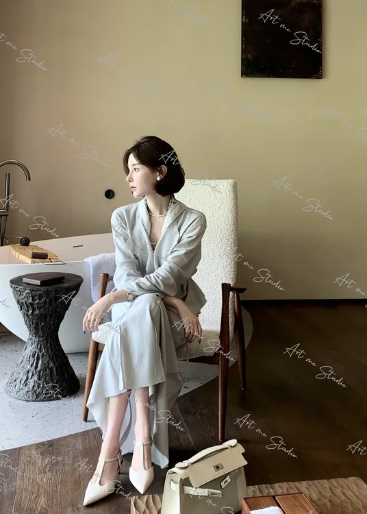 轻氧女神冷感绝美收腰必入气质松弛随性简约衬衫半裙套装w1767w1