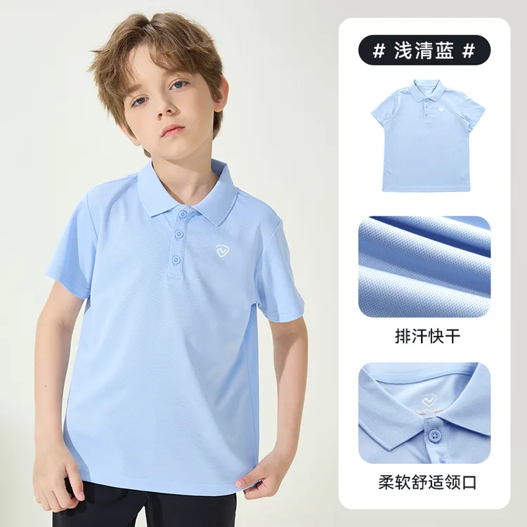 诺诗兰童装POLO衫童装夏季翻领纯色薄款运动休闲速干T恤CO120201商品图