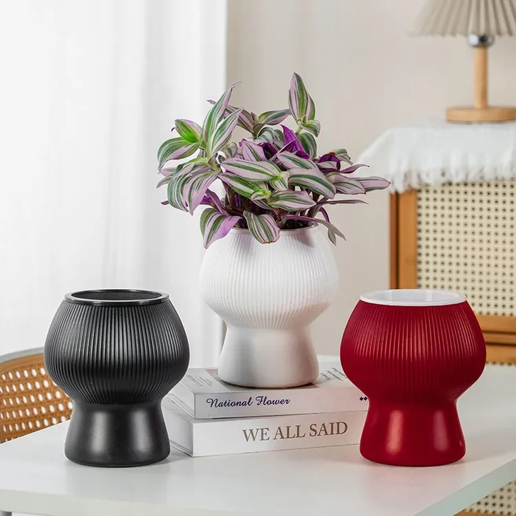 创意简约蝴蝶兰蘑菇树脂花盆兰花用水培绿萝轻懒人双层自吸水无孔