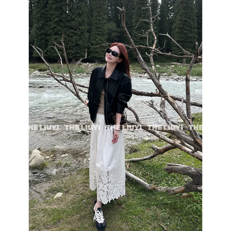 【LIUYI】秋季高级感翻领皮衣外套57306