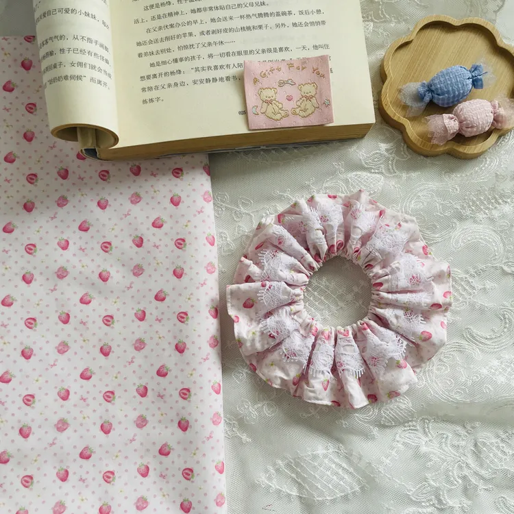 粉色波点甜美手作大肠发圈清新少女风发绳发饰