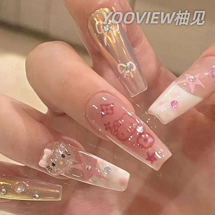 穿戴甲kitty美甲卡通可爱手工穿戴甲指甲爆款热卖长甲hel短款高级