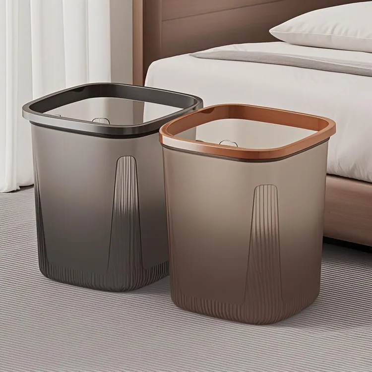 家用新款大号垃圾桶轻奢高颜值半透明客厅厨房卫生间方形纸篓