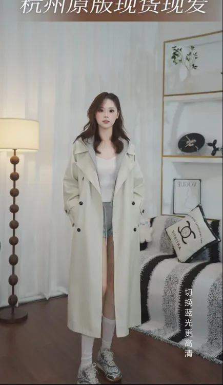 现货，现货【原版首发】假两件连帽少女风秋季中长款风衣外套女