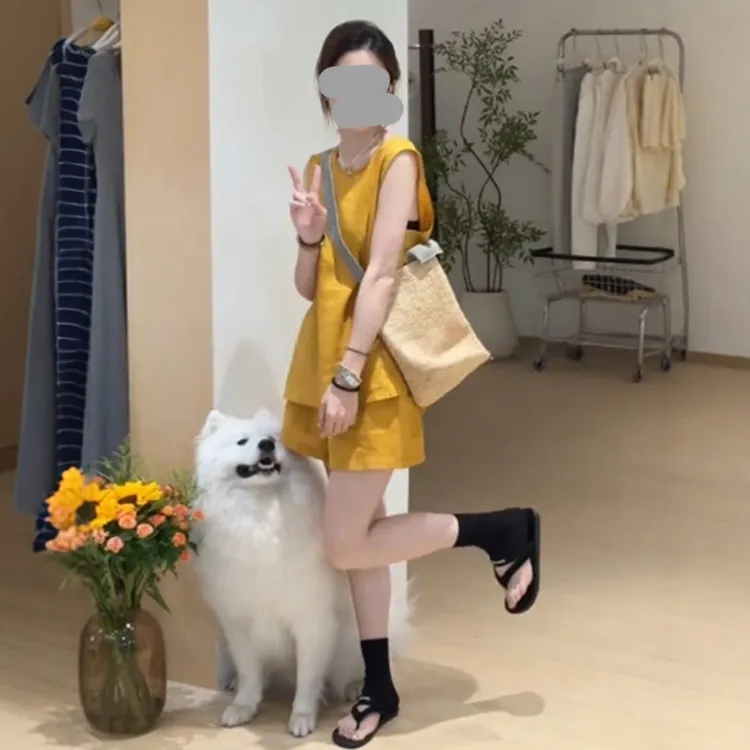 夏日松弛感小个子显高穿搭休闲气质无袖短裤套装女装时尚洋气时髦