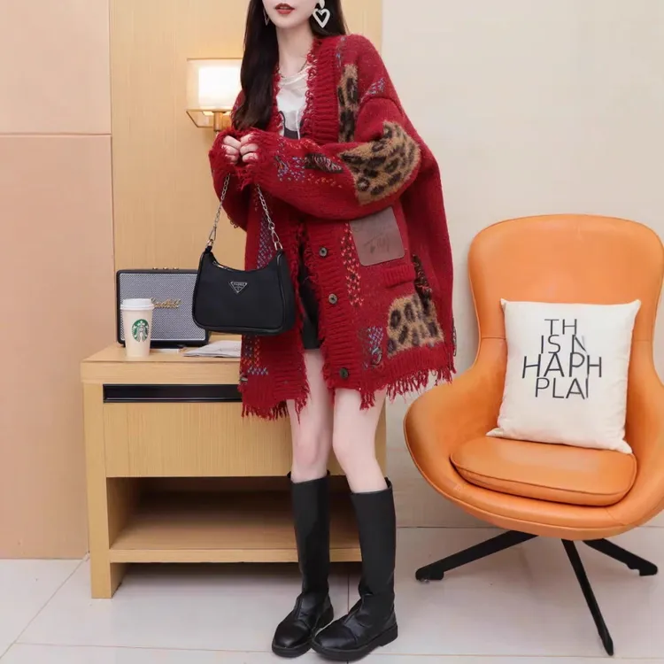 大码女装2025秋冬新款胖mm慵懒风针织开衫毛衣外套女宽松显瘦上衣