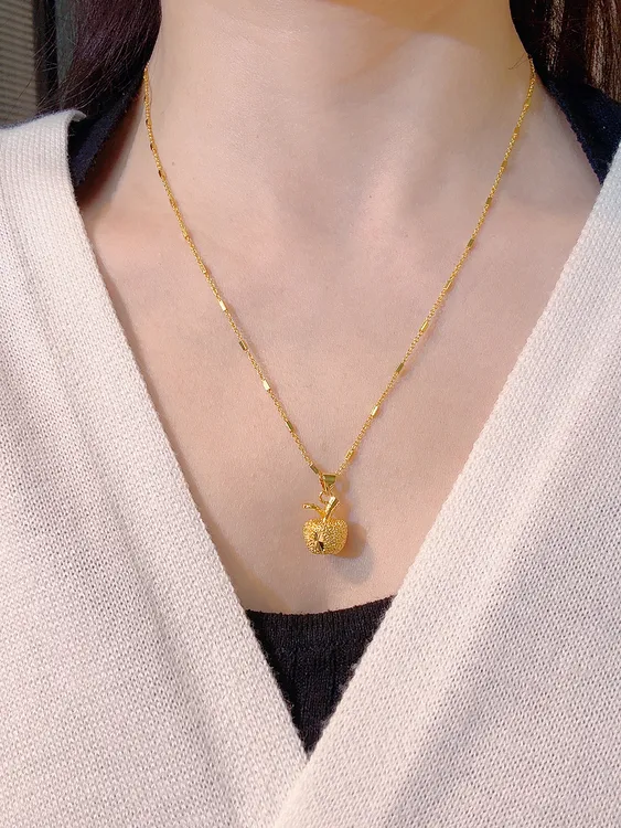 钛钢项链 《冰际》节节高升苹果项链