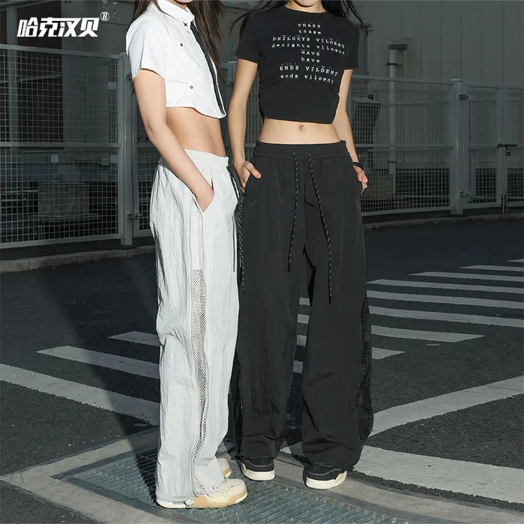哈克汉贝网眼透气速干大码中性风裤子夏季美式嘻哈休闲高街直筒