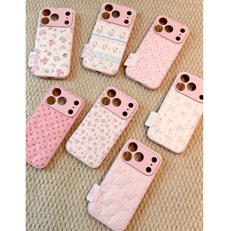 精孔kt蝴蝶结压纹皮质手机壳适用于苹果17promax/16可爱美乐蒂