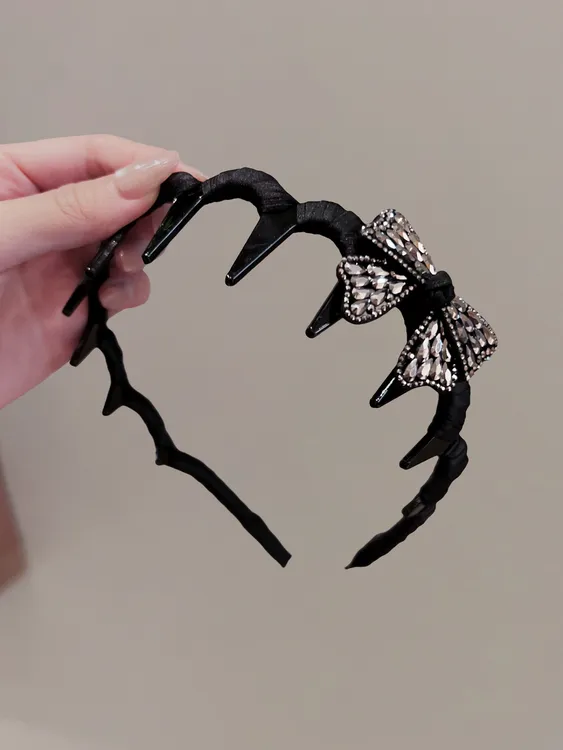 韩系新款高级感水钻蝴蝶发箍精致高颅顶头箍百搭懒人洗脸压发卡子