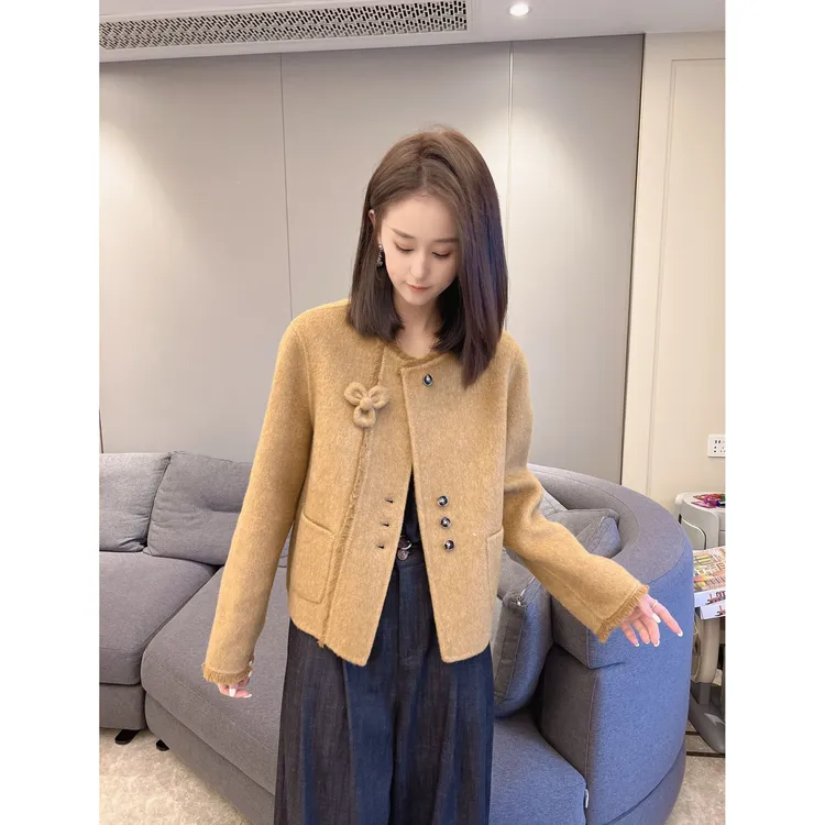 2025秋冬新款短款双面呢休闲百搭圆领设计女式外套
